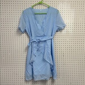 Baby Blue Swiss Dotted Surplus Mini Dress size M